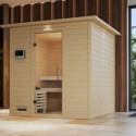 Sauna traditionnel MOJAVE 5 à 6 places 38mm avec couronne et porte en verre clair KARIBU