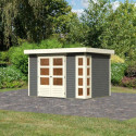 Abri de jardin en bois massif gris terre 6,55m² Kerko 4 – Karibu