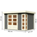 Abri de jardin en bois massif gris terre 6,55m² Kerko 4 – Karibu