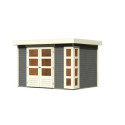 Abri de jardin en bois massif gris terre 6,55m² Kerko 4 – Karibu