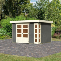 Abri de jardin en bois massif gris terre 7,43m² Kerko 5 – Karibu 