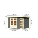 Abri de jardin en bois massif gris terre 7,43m² Kerko 5 – Karibu 