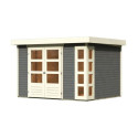 Abri de jardin en bois massif gris terre 7,43m² Kerko 5 – Karibu 