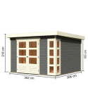 Abri de jardin en bois massif gris terre 9,24m² Kerko 6 – Karibu 