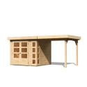 Abri de jardin en bois massif 5,25m² Kerko 3 avec appentis 240cm – Karibu 