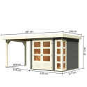 Abri de jardin en bois massif gris terre 5,25m² Kerko 3 avec appentis 240cm – Karibu 