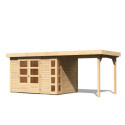 Abri de jardin en bois massif 6,55m² Kerko 4 avec appentis 240cm – Karibu 
