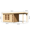 Abri de jardin en bois massif 7,43m² Kerko 5 avec appentis 240cm – Karibu 