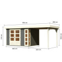 Abri de jardin en bois massif gris terre 7,43m² Kerko 5 avec appentis 240cm – Karibu 