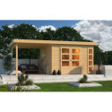 Abri de jardin en bois massif 9,24m² Kerko 6 avec appentis 240cm – Karibu 