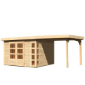 Abri de jardin en bois massif 9,24m² Kerko 6 avec appentis 240cm – Karibu 
