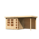 Abri de jardin en bois massif 5,25m² Kerko 3 avec appentis 240cm et paroi arrière – Karibu 