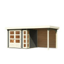 Abri de jardin en bois massif gris terre 5,25m² Kerko 3 avec appentis 240cm et paroi arrière – Karibu 
