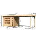 Abri de jardin en bois massif 5,25m² Kerko 3 avec appentis 280cm – Karibu 