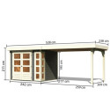Abri de jardin en bois massif gris terre 5,25m² Kerko 3 avec appentis 280cm – Karibu 
