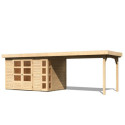 Abri de jardin en bois massif 6,55m² Kerko 4 avec appentis 280cm – Karibu 