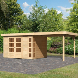 Abri de jardin en bois massif 7,43m² Kerko 5 avec appentis 280cm – Karibu 