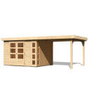 Abri de jardin en bois massif 7,43m² Kerko 5 avec appentis 280cm – Karibu 