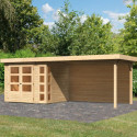 Abri de jardin en bois massif 5,25m² Kerko 3 avec appentis 280cm et paroi arrière – Karibu 