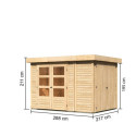Abri de jardin en bois massif 6,25m² Retola 2 avec armoire intégrée – Karibu 