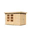 Abri de jardin en bois massif 6,25m² Retola 2 avec armoire intégrée – Karibu 