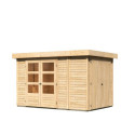 Abri de jardin en bois massif 6,92m² Retola 3 avec armoire intégrée – Karibu 