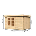 Abri de jardin en bois massif 7,85m² Retola 4 avec armoire intégrée – Karibu 