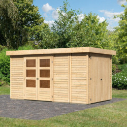 Abri de jardin en bois massif 8,18m² Retola 5 avec armoire intégrée – karibu 