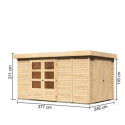 Abri de jardin en bois massif 9,27m² Retola 6 avec armoire intégrée – Karibu 