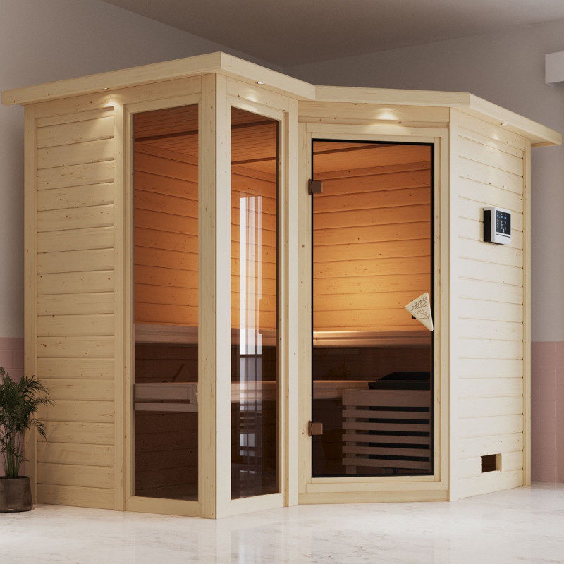 Sauna traditionnel d'intérieur en bois Amara 5 à 6 places 38mm KARIBU