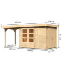 Abri de jardin en bois massif 6,25m² Retola 2 avec armoire intégrée et appentis 240cm – Karibu 