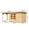 Abri de jardin en bois massif 6,92m² Retola 3 avec armoire intégrée et appentis 240cm – Karibu 