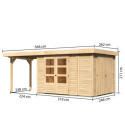 Abri de jardin en bois massif 7,85m² Retola 4 avec armoire intégrée et appentis 240cm – Karibu 