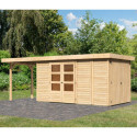 Abri de jardin en bois massif 8,18m² Retola 5 avec armoire intégrée et appentis 240cm – Karibu 