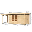 Abri de jardin en bois massif 8,18m² Retola 5 avec armoire intégrée et appentis 240cm – Karibu 