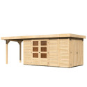 Abri de jardin en bois massif 8,18m² Retola 5 avec armoire intégrée et appentis 240cm – Karibu 