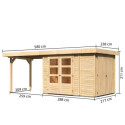 Abri de jardin en bois massif 6,25m² Retola 2 avec armoire intégrée et appentis 280cm – Karibu 