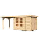 Abri de jardin en bois massif 6,25m² Retola 2 avec armoire intégrée et appentis 280cm – Karibu 