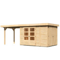Abri de jardin en bois massif 6,92m² Retola 3 avec armoire intégrée et appentis 280cm – Karibu 