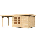 Abri de jardin en bois massif 7,85m² Retola 4 avec armoire intégrée et appentis 280cm – Karibu 