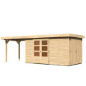Abri de jardin en bois massif 8,18m² Retola 5 avec armoire intégrée et appentis 280cm – Karibu 