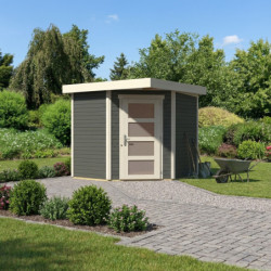 Abri de jardin en bois massif gris terre 4,62m² Schwandorf 3 – Karibu 