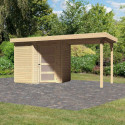 Abri de jardin en bois massif 4,62m² Schwandorf 3 avec appentis 240cm – Karibu 