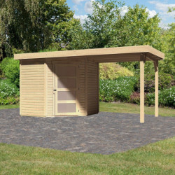 Abri de jardin en bois massif 4,62m² Schwandorf 3 avec appentis 240cm – Karibu 