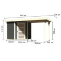 Abri de jardin en bois massif gris terre 4,62m² Schwandorf 3 avec appentis 240cm – Karibu 