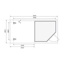 Abri de jardin en bois massif gris terre 4,62m² Schwandorf 3 avec appentis 240cm – Karibu 