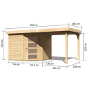Abri de jardin en bois massif 5,95m² Schwandorf 5 avec appentis 240cm – Karibu 