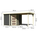 Abri de jardin en bois massif gris terre 5,95m² Schwandorf 5 avec appentis 240cm – Karibu 