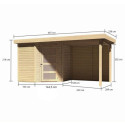 Abri de jardin en bois massif 4,62m² Schwandorf 3 avec appentis 240cm et paroi arrière – Karibu 