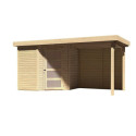 Abri de jardin en bois massif 4,62m² Schwandorf 3 avec appentis 240cm et paroi arrière – Karibu 